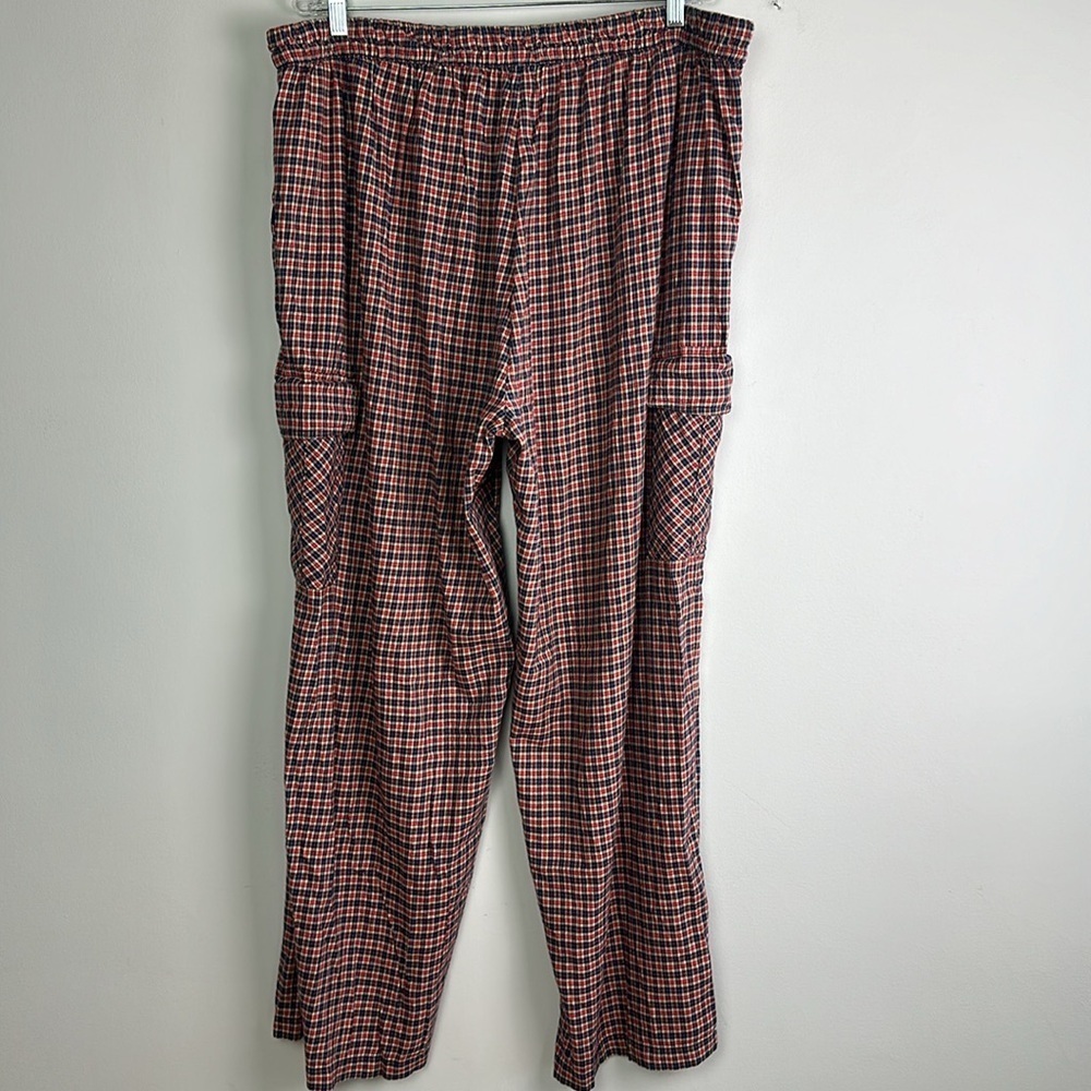 NEW Aerie XXL Flannel Cargo Skater Pajama Pants Red Blue Tan Plaid Pockets Soft - Picture 11 of 16